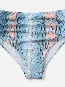 ROMWE Bikini estampado de piel de serpiente para la playa de verano - Multicolor - Ver 4