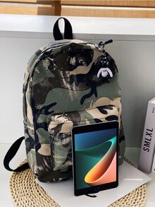 1 Pc Classics Ba lô dành cho nam Túi đựng đồ đi học Ba lô thông thường Daypacks Ba lô du lịch Dung tích lớn di động có khóa kéo cho túi đi lại hàng ngày để đi du lịch, đi làm, đi nghỉ Mua sắm Quà tặng ngoài trời cho bạn bè Nylon màu trơn In camo Thời trang thường ngày cho sinh viên cho nam Phụ kiện du lịch - Nhiều màu - Xem 3
