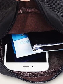 1 Pc Men's Square Bag Sports Bag Versatile Mini Lightweight Portable Adjustable Strap For Daily Commuter Bag Or Travel Vacation Business Sport  Outdoor Work Shopping Commute Gifts For Friends Simple Solid Color Nylon Zip Front Letter Patches Fashion Casual Bag For Student For Men  Travel Accessories Crossbody Bag Sling Bag Shoulder Bag Side Bag Black Bag Small Bag For Holiday Summer Men Gifts - Black - View 2