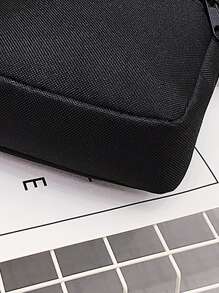 1 Pc Men's Square Bag Sports Bag Versatile Mini Lightweight Portable Adjustable Strap For Daily Commuter Bag Or Travel Vacation Business Sport  Outdoor Work Shopping Commute Gifts For Friends Simple Solid Color Nylon Zip Front Letter Patches Fashion Casual Bag For Student For Men  Travel Accessories Crossbody Bag Sling Bag Shoulder Bag Side Bag Black Bag Small Bag For Holiday Summer Men Gifts - Black - View 4