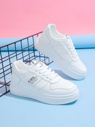 字母圖案前綁帶板鞋