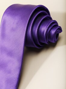 1 件男士时尚纯紫色领带，适合派对、节日、西装搭配 - 紫色 - 查看 3