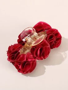 Garra de pelo con diseño de flor - Burdeos - Ver 2