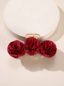 Garra de pelo con diseño de flor - Burdeos - Ver 3