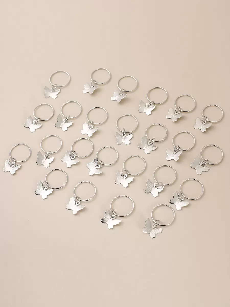 24 cái Bướm Trang Trí Tóc Vòng - Bạc - Xem 1