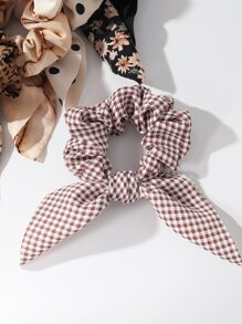 Boho 6pcs Women's Simple Solid Color Bunny Ear Hair Ties Good For Daily Wear Leopard EarsScrunchiescrunchy Hair Ties Ponytail Head Accessories Elastic Band Beauty Home Hair Accessories - Multicolor - View 4