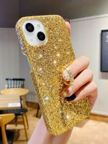 Glitter Phone Case With Ring Holder - Gold - View 1