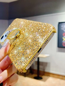 Glitter Phone Case With Ring Holder - Gold - View 3
