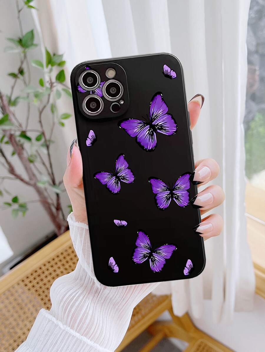 Butterfly Pattern Phone Case - Black - View 1