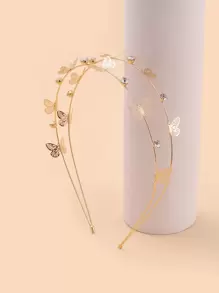 Party Butterfly Decoration Layered Retro Elegant Fairy Headbands Suitable For Daily, Dating, Going Out Gold Head Piece,Hairband,Hair Hoop