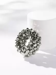 1 chiếc dây buộc tóc hai lớp đính hạt màu đen cơ bản dành cho nữ (phù hợp cho mọi mùa, đi chơi, đi học, hàng ngày) Dây buộc tóc dự tiệc, dây chun buộc tóc, dây chun giữ tóc, dây buộc tóc co giãn, phụ kiện tóc, dây buộc tóc, phụ kiện đội đầu, dây chun buộc tóc - Bạc - Xem 1