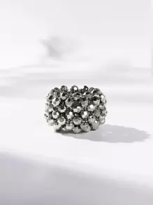 1 chiếc dây buộc tóc hai lớp đính hạt màu đen cơ bản dành cho nữ (phù hợp cho mọi mùa, đi chơi, đi học, hàng ngày) Dây buộc tóc dự tiệc, dây chun buộc tóc, dây chun giữ tóc, dây buộc tóc co giãn, phụ kiện tóc, dây buộc tóc, phụ kiện đội đầu, dây chun buộc tóc - Bạc - Xem 4