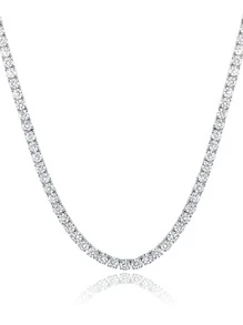 1pc Fashionable Minimalist Cubic Zirconia Tennis Necklace, For All Occasions