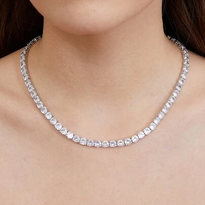 1入組時尚極簡方晶鋯石網球項鍊,適用於全部場合