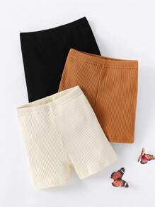 嬰兒3入組素色羅紋針織短褲