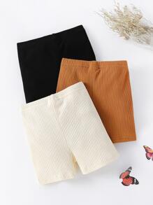 嬰兒3入組素色羅紋針織短褲