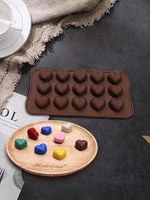 1 件迷你心形不粘硅胶模具，适用于 DIY 陶瓷，硅胶模具 - 咖啡棕 - 查看 2