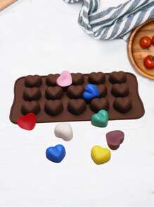 1 件迷你心形不粘硅胶模具，适用于 DIY 陶瓷，硅胶模具 - 咖啡棕 - 查看 3