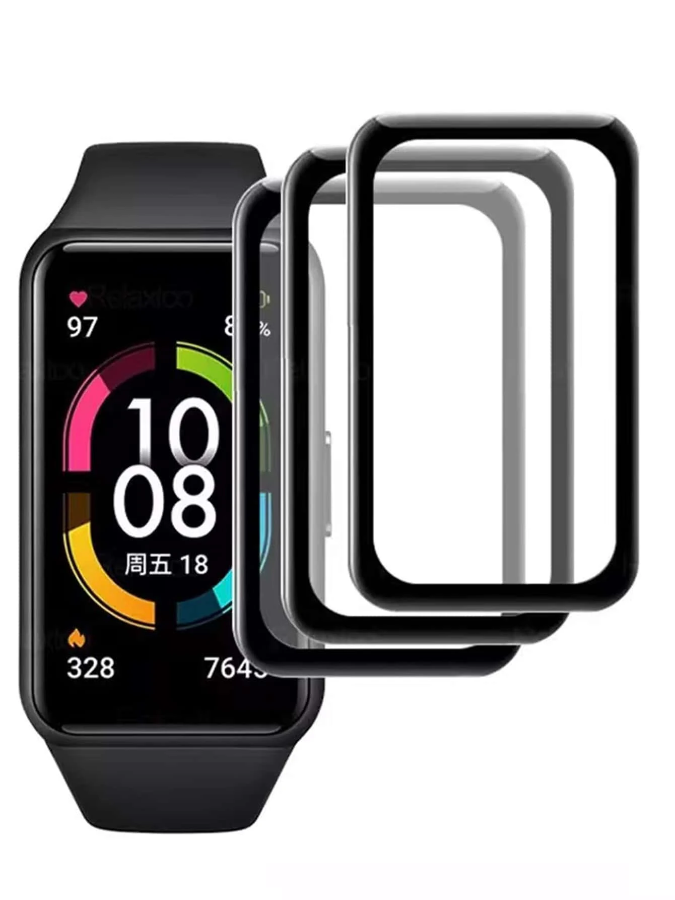 3 miếng phim bảo vệ màn hình tương thích với Huawei Band 6 - màu đen - Xem 1