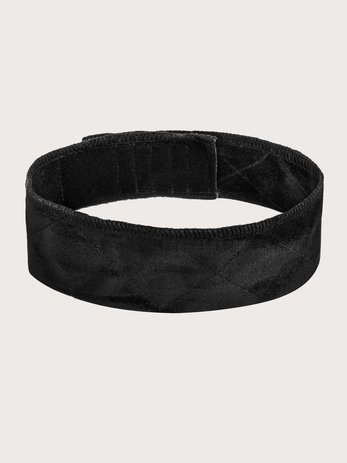 1pc Plain Velvet Headband - Black - View 1