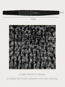 1pc Plain Velvet Headband - Black - View 3