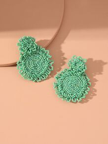 珠子裝飾耳環 - 綠色 - 查看 2