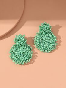 珠子裝飾耳環 - 綠色 - 查看 3