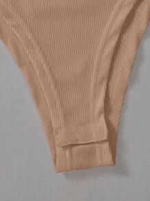 Chiquease 素色小高領螺紋針織無項鏈連身背心