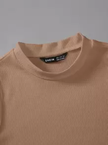 Chiquease 素色小高領螺紋針織無項鏈連身背心