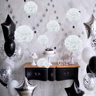 10 adet Doku Kağıt Çiçek Topu, Bebek Duş Doğum Günü Partisi Dekorasyon Kağıt Pom Pom, El Yapımı Asılı Kağıt Ponpon Düğün Dekorasyon