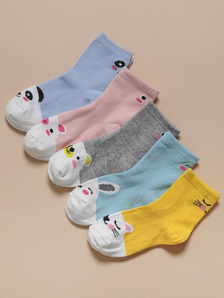 5pairs Toddler Kids Cartoon Graphic Socks - Nhiều màu - Xem 1