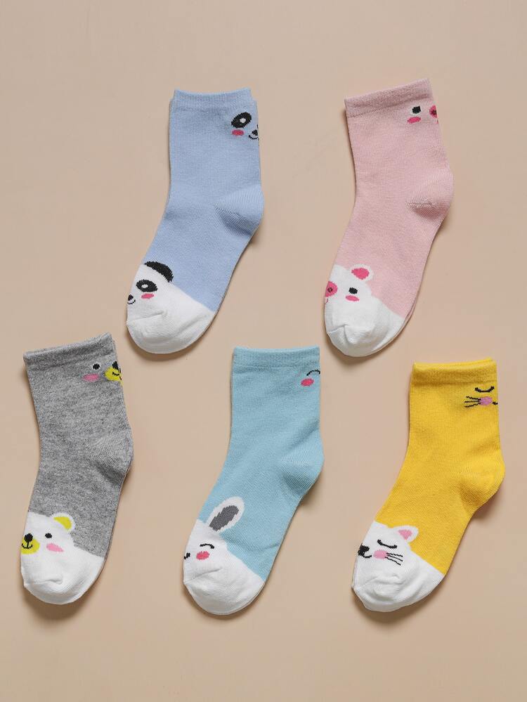5pairs Toddler Kids Cartoon Graphic Socks - Nhiều màu - Xem 2