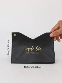 1 túi đựng khăn giấy họa tiết chữ cái, hộp đựng khăn giấy màu đen dùng trong gia đình, nhà bếp, phòng ngủ, phòng khách, phòng ăn, phụ kiện trang trí nhà cửa, hộp trang trí, quà tặng cưới cho phụ nữ, du lịch mùa hè, lễ hội, vật dụng không thể thiếu - màu đen - Xem 2