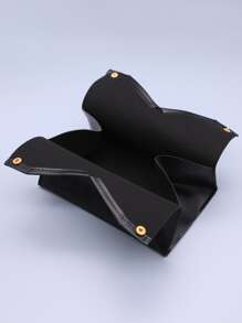 1 túi đựng khăn giấy họa tiết chữ cái, hộp đựng khăn giấy màu đen dùng trong gia đình, nhà bếp, phòng ngủ, phòng khách, phòng ăn, phụ kiện trang trí nhà cửa, hộp trang trí, quà tặng cưới cho phụ nữ, du lịch mùa hè, lễ hội, vật dụng không thể thiếu - màu đen - Xem 3