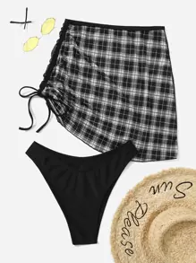 ROMWE Grunge Punk 2packs Bikini Panty With Plaid Pattern Beach Skirt Summer - Multicolor - View 2