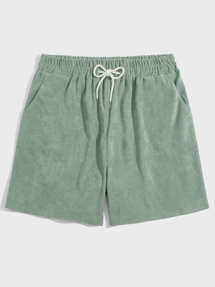 ROMWE MEN Hombres Shorts con cordón unicolor de pana - verde menta - Ver 1