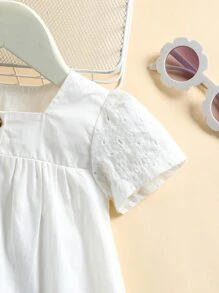 嬰兒網眼刺繡荷葉邊娃娃裙 - 白色 - 查看 4