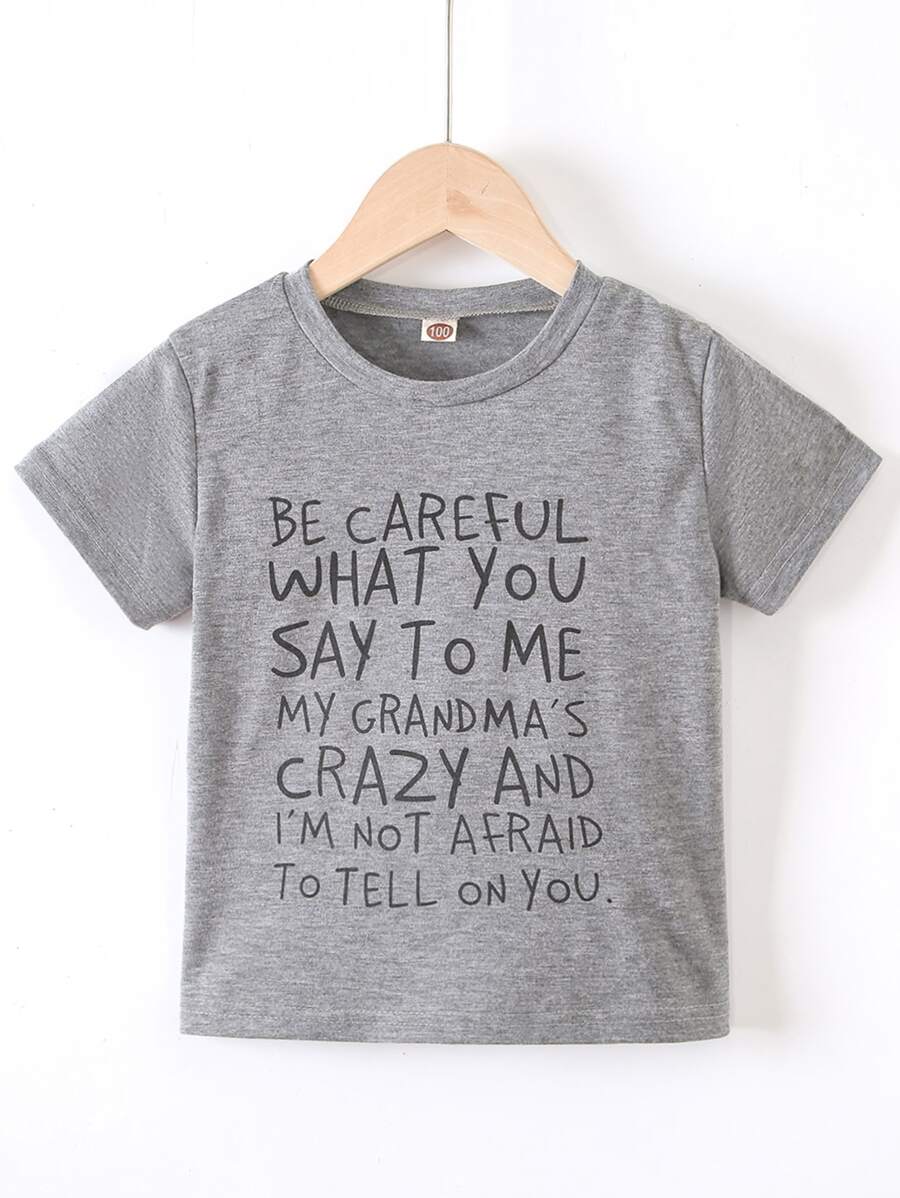 SHEIN Toddler Boys Slogan Graphic Tee