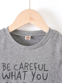 SHEIN Toddler Boys Slogan Graphic Tee