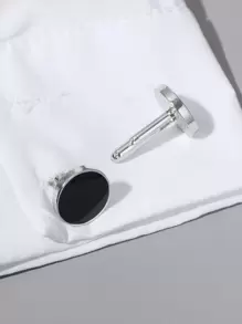 Fashionable and Popular 1pair Men Round Cufflinks, Stainless Steel Jewelry for Jewelry Gift and for a Stylish Look - Multicolor - View 2