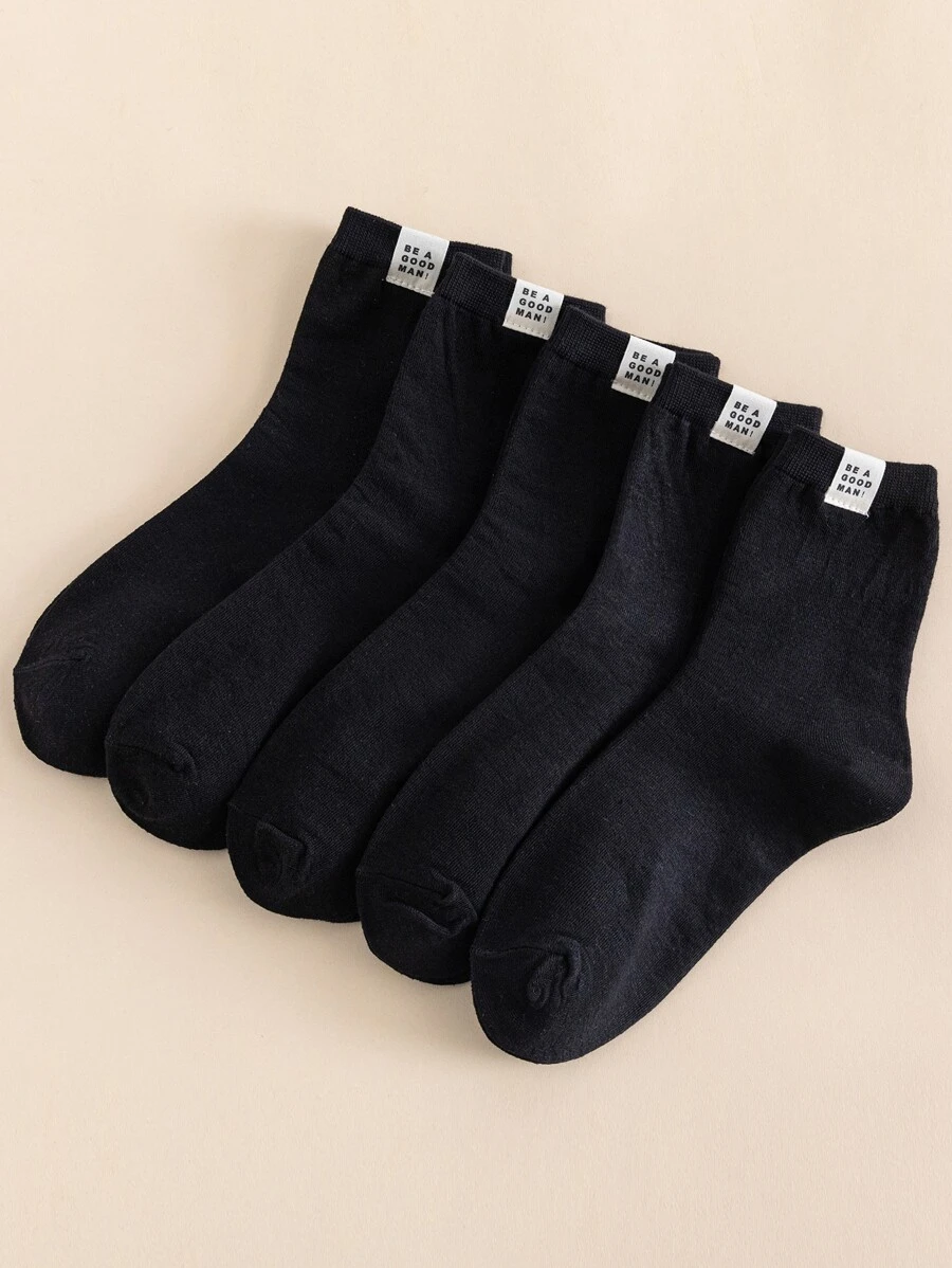5 cặp nam giới Thư nhãn Vớ - màu đen - Xem 1