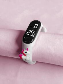 Kids Unicorn Decor Strap Oval Electronic Watch
