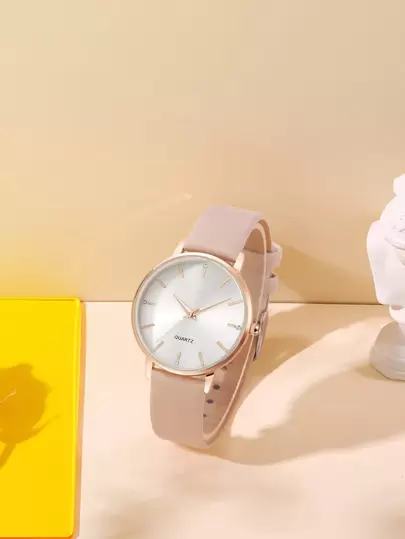  Luckyfox One Pack Dry Battery-Powered Ladies' Luxury & Casual Quartz Watch With Round Dial, Minimalist Style, Unique Design Suitable For Daily Wear And Holiday Gift As A Gift For Students Returning To School