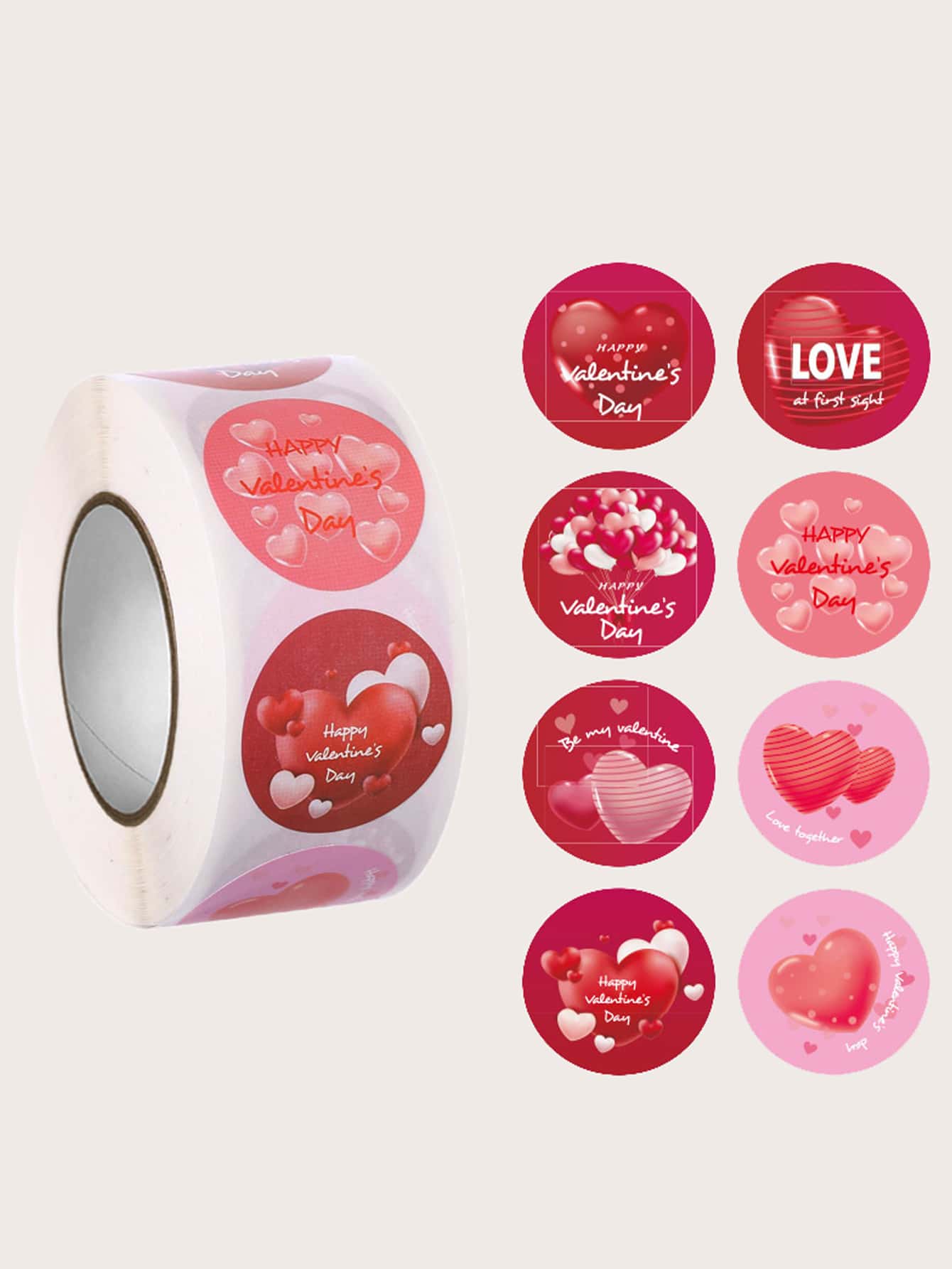 1卷愛心圖案禮物貼紙 - 彩色 - 查看 1