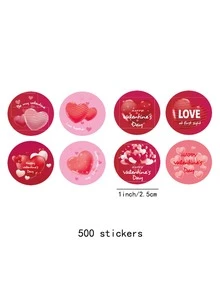 1卷愛心圖案禮物貼紙 - 彩色 - 查看 3