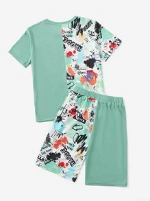 SHEIN Bộ hai mảnh Trai Lá thư Giải trí - Nhiều màu - Xem 2