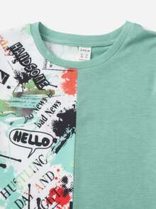 SHEIN Bộ hai mảnh Trai Lá thư Giải trí - Nhiều màu - Xem 3