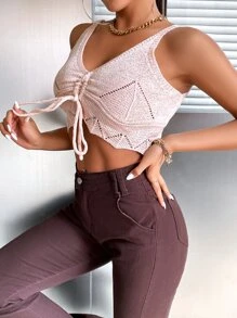 Allurite 前抽繩針織短上衣 - 淺粉色 - 查看 6