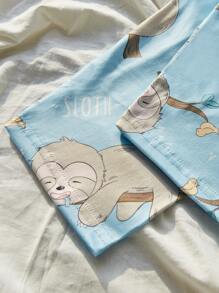 Cartoon Graphic Tee & Shorts PJ Set / Pajama Set - Multicolor - View 6