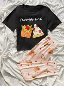 Bộ áo thun và quần PJ họa tiết hoạt hình / Bộ Pyjama - Nhiều màu - Xem 4